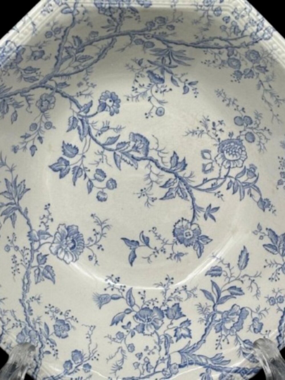 Vintage Johnson Brothers Hyde Park Octagonal Bowl Blue White English Chintz - Picture 3 of 7